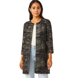 Eileen Fisher Open Front Light Jacket Coatigan Medium Minimalist Holiday NYE